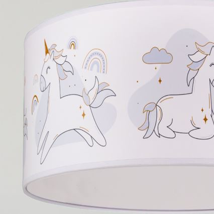 Brilagi - LED zsinóros gyermekcsillár BOBO 1xE27/60W/230V átm. 35 cm fehér/unikornisok