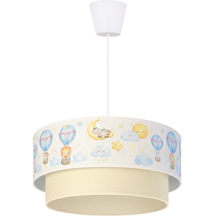 Brilagi - LED gyermekcsillár zsinórral BOBO 1xE27/60W/230V átmérő 40 cm fehér/bézs/állatmintás