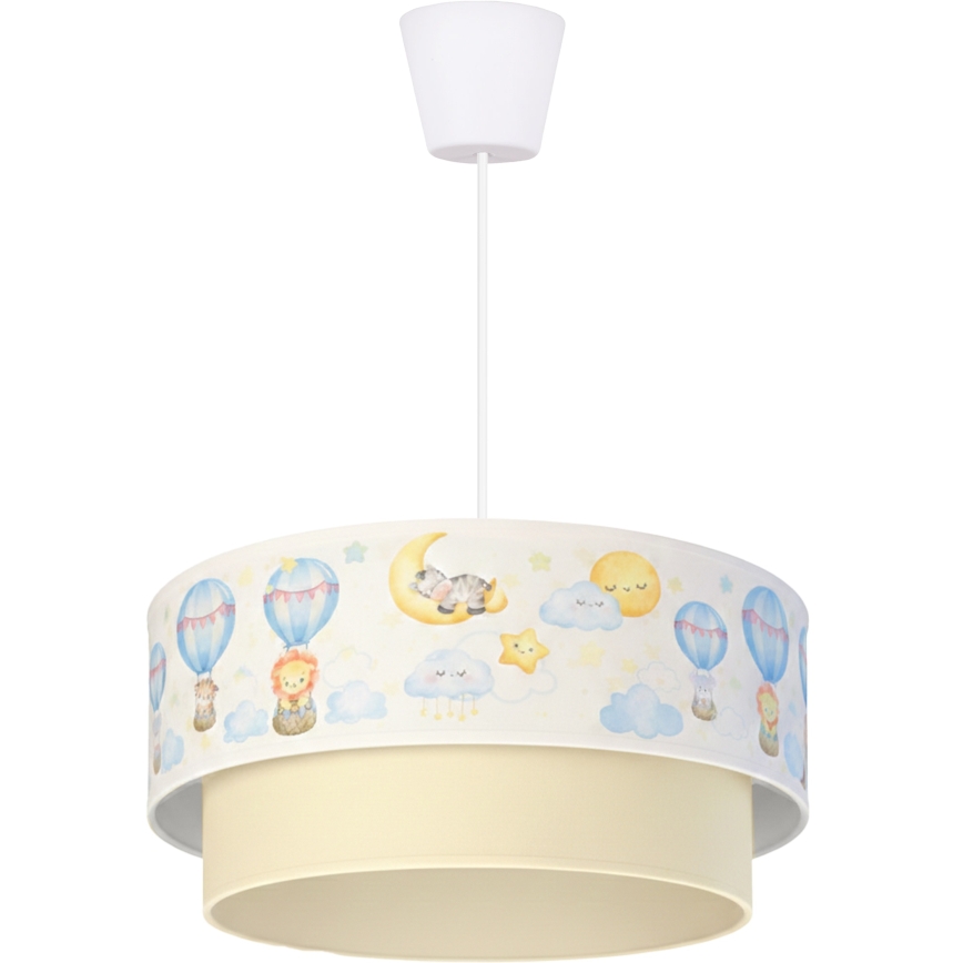 Brilagi - LED gyermekcsillár zsinórral BOBO 1xE27/60W/230V átmérő 40 cm fehér/bézs/állatmintás