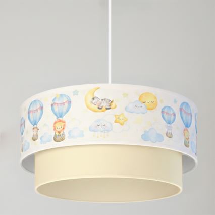 Brilagi - LED gyermekcsillár zsinórral BOBO 1xE27/60W/230V átmérő 40 cm fehér/bézs/állatmintás
