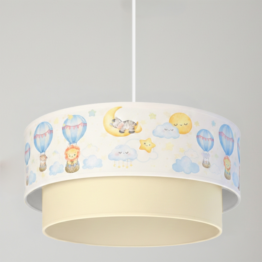 Brilagi - LED gyermekcsillár zsinórral BOBO 1xE27/60W/230V átmérő 40 cm fehér/bézs/állatmintás