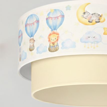 Brilagi - LED gyermekcsillár zsinórral BOBO 1xE27/60W/230V átmérő 40 cm fehér/bézs/állatmintás