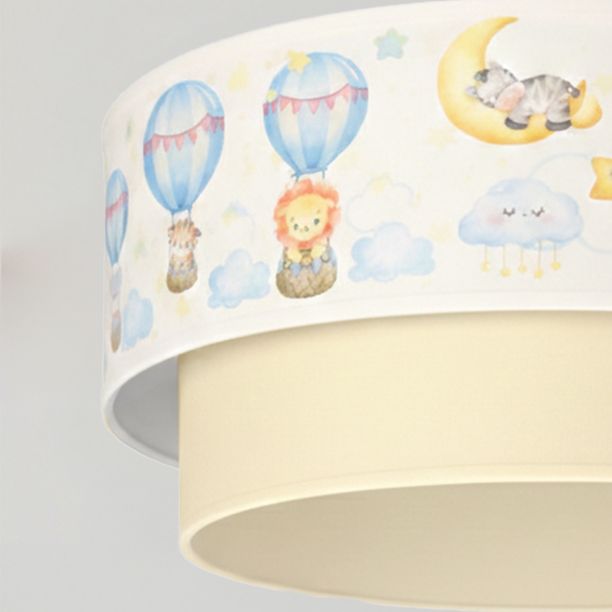 Brilagi - LED gyermekcsillár zsinórral BOBO 1xE27/60W/230V átmérő 40 cm fehér/bézs/állatmintás