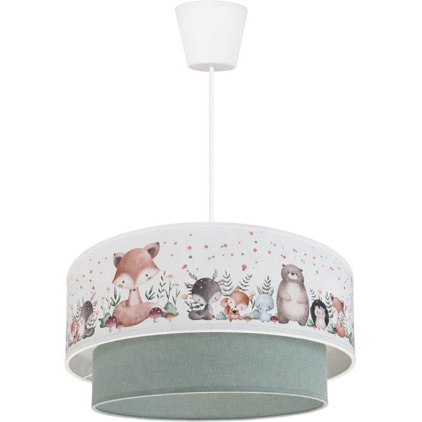 Brilagi - LED gyermek függeszték zsinóron BOBO 1xE27/60W/230V átm. 40 cm fehér/zöld/állatmintás