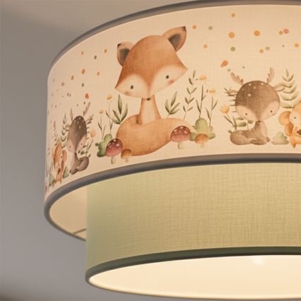 Brilagi - LED gyermek függeszték zsinóron BOBO 1xE27/60W/230V átm. 40 cm fehér/zöld/állatmintás