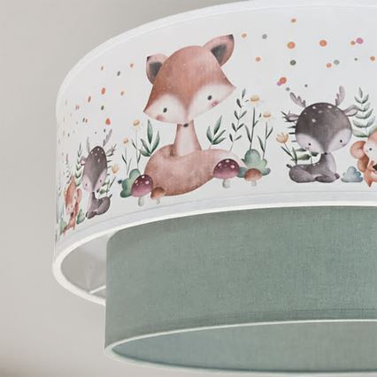 Brilagi - LED gyermek függeszték zsinóron BOBO 1xE27/60W/230V átm. 40 cm fehér/zöld/állatmintás