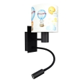 Brilagi - LED gyerek hajlítható fali lámpa BOBO 1xE27/25W/230V + LED/3W fekete/fehér/állatfigurás