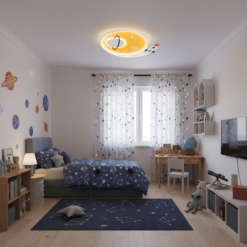 Brilagi - LED gyerekszobai mennyezeti lámpa STARSHIP LED/64W/230V 3000/4500/6000K sárga