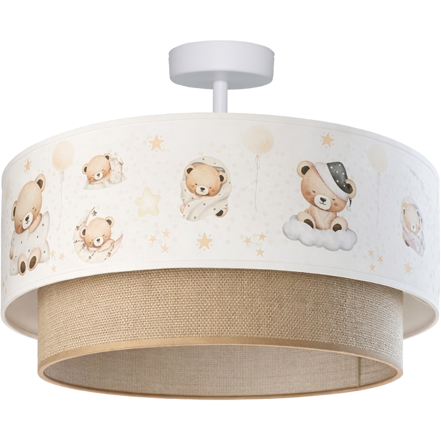 Brilagi - LED gyermek felületre szerelhető lámpa BOBO 1xE27/60W/230V átm. 40 cm fehér/bézs/mackó mintás