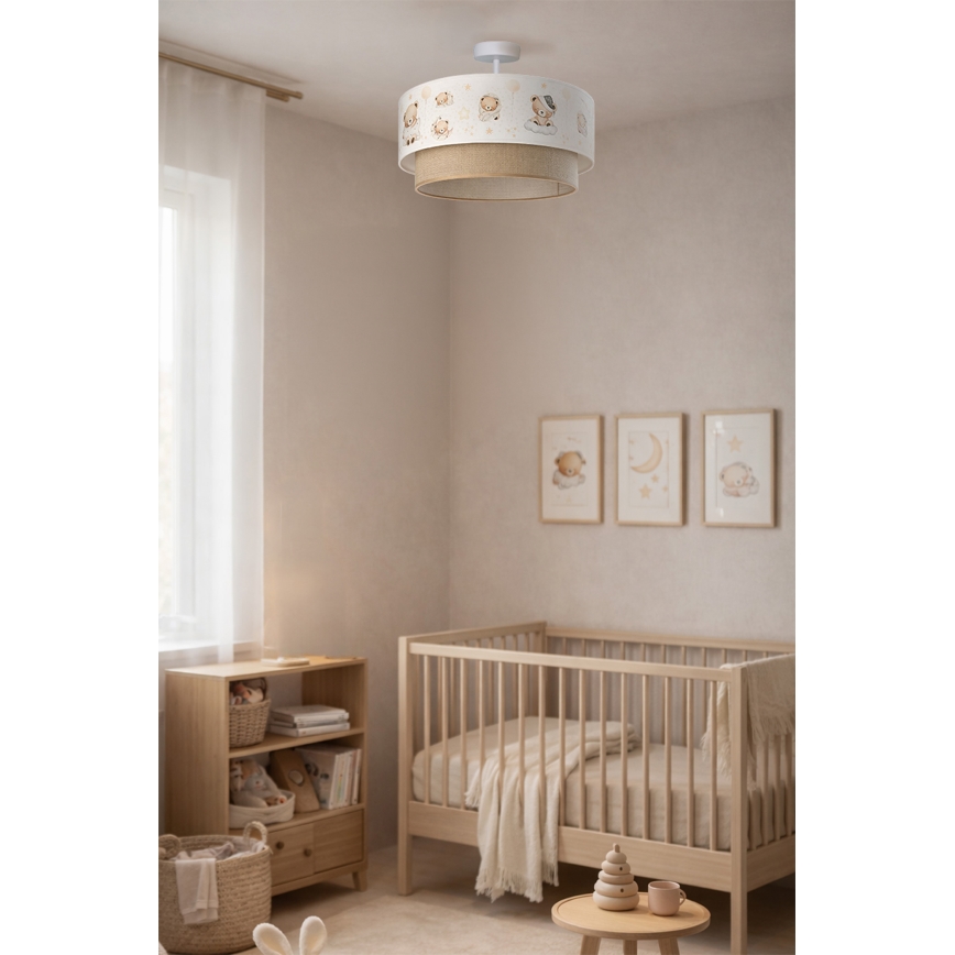 Brilagi - LED gyermek felületre szerelhető lámpa BOBO 1xE27/60W/230V átm. 40 cm fehér/bézs/mackó mintás