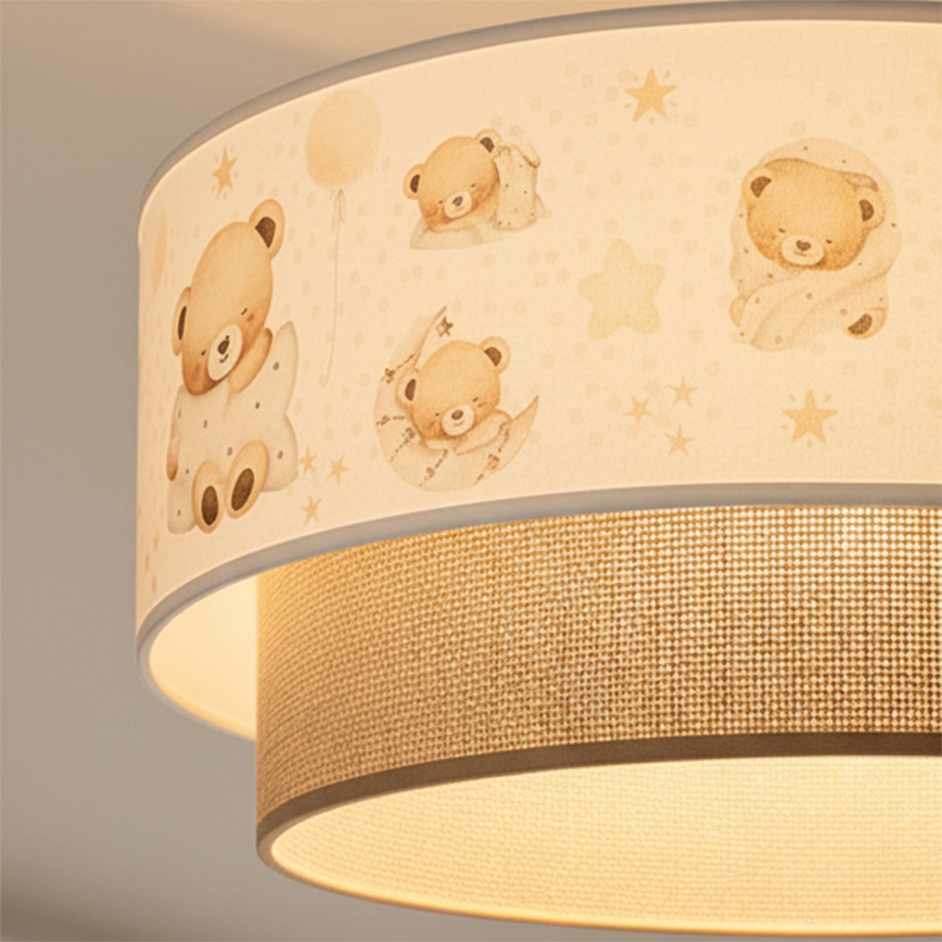 Brilagi - LED gyermek felületre szerelhető lámpa BOBO 1xE27/60W/230V átm. 40 cm fehér/bézs/mackó mintás