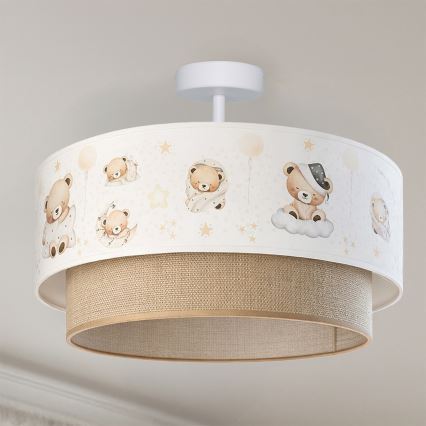 Brilagi - LED gyermek felületre szerelhető lámpa BOBO 1xE27/60W/230V átm. 40 cm fehér/bézs/mackó mintás