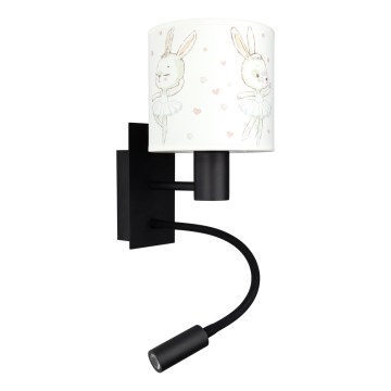 Brilagi - LED gyerek rugalmas fali lámpa BOBO 1xE27/25W/230V + LED/3W fekete/fehér/nyuszik