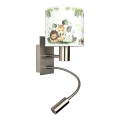Brilagi - LED gyerek rugalmas fali lámpa BOBO 1xE27/25W/230V + LED/3W matt króm/fehér/zöld/dzsungel