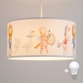 Brilagi - LED gyerekcsillár zsinóron BOBO 1xE27/60W/230V átm. 35 cm fehér/állatmintás