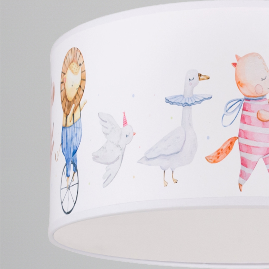 Brilagi - LED gyerekcsillár zsinóron BOBO 1xE27/60W/230V átm. 35 cm fehér/állatmintás