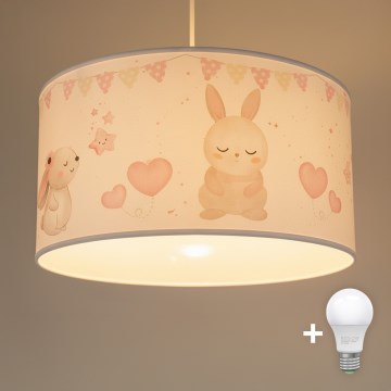 Brilagi - LED gyereklámpa kábelen BOBO 1xE27/10W/230V Ø 35 cm fehér/állatmintás
