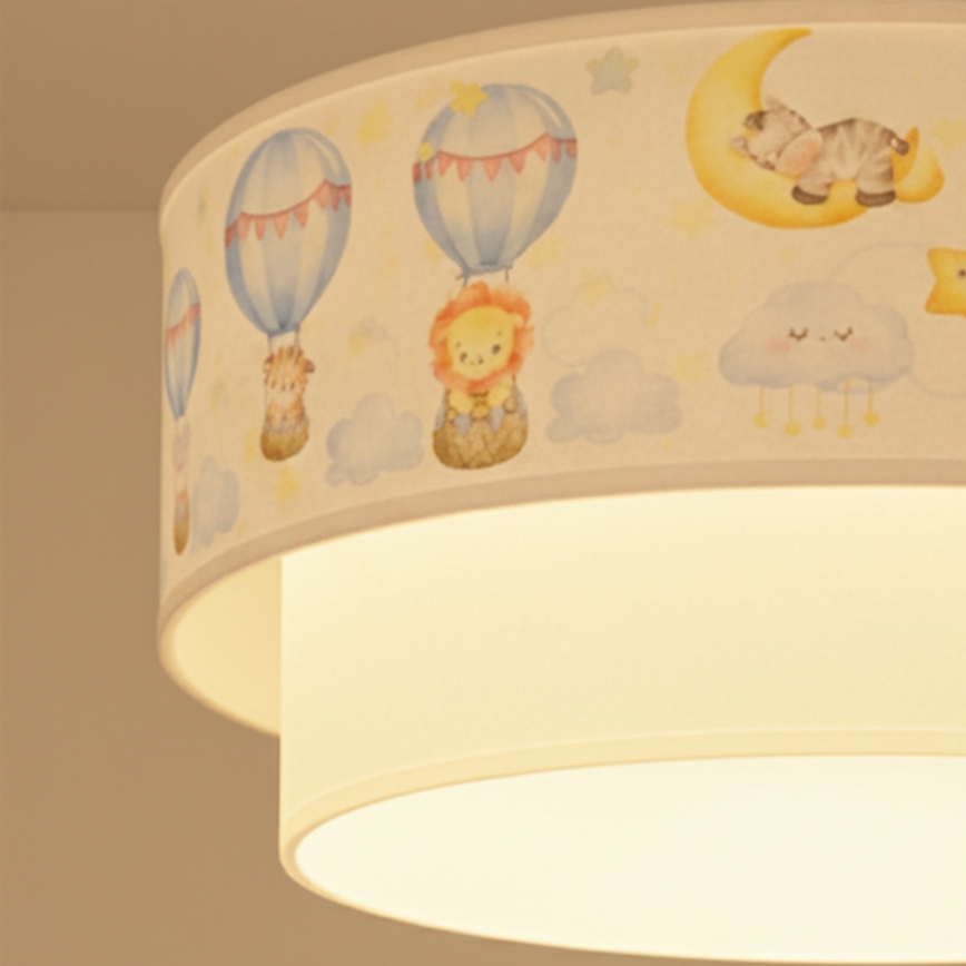 Brilagi - LED gyereklámpa kábellel BOBO 1xE27/60W/230V átm. 40 cm fehér/bézs/állatmintás