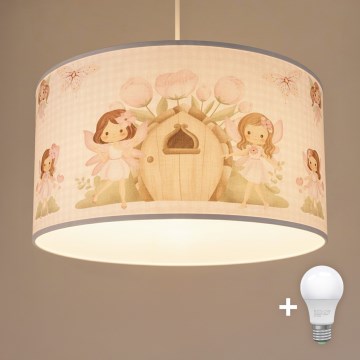 Brilagi - LED gyerekszoba csillár zsinóron BOBO 1xE27/60W/230V átm. 35 cm rózsaszín/tündérek