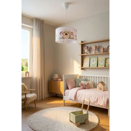 Brilagi - LED gyerekszoba csillár zsinóron BOBO 1xE27/60W/230V átm. 35 cm rózsaszín/tündérek
