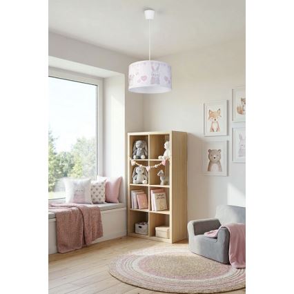 Brilagi - LED gyerekszoba függőlámpa zsinóron BOBO 1xE27/60W/230V Ø 35 cm fehér/nyuszik