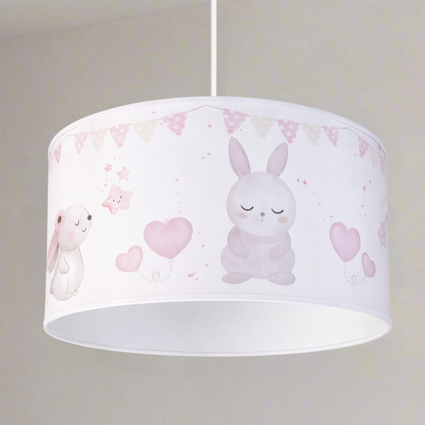 Brilagi - LED gyerekszoba függőlámpa zsinóron BOBO 1xE27/60W/230V Ø 35 cm fehér/nyuszik