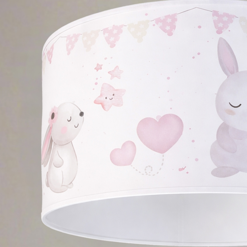 Brilagi - LED gyerekszoba függőlámpa zsinóron BOBO 1xE27/60W/230V Ø 35 cm fehér/nyuszik