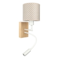 Brilagi - LED gyerekszoba rugalmas karú fali lámpa BOBO WOOD 1xE27/25W/230V + LED/3W tölgy/fehér/bézs/pöttyös