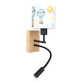 Brilagi - LED gyerekszobai flexibilis fali lámpa BOBO WOOD 1xE27/25W/230V + LED/3W tölgy/fekete/fehér/állatmintás