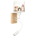 Brilagi - LED gyermek állítható fali lámpa BOBO WOOD 1xE27/25W/230V + LED/3W tölgy/fehér/állatmintás