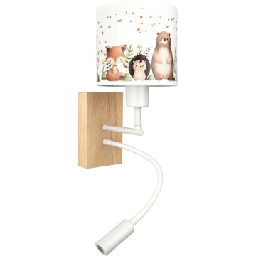 Brilagi - LED gyermek állítható fali lámpa BOBO WOOD 1xE27/25W/230V + LED/3W tölgy/fehér/állatmintás