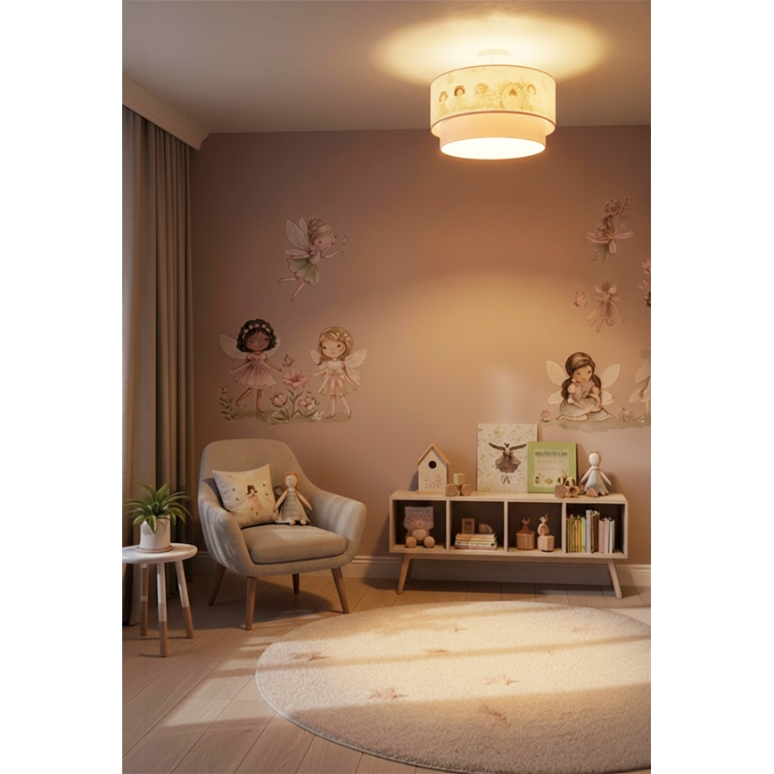 Brilagi - LED gyermek felületre szerelt plafonlámpa BOBO 1xE27/60W/230V átm. 40 cm rózsaszín/tündérek