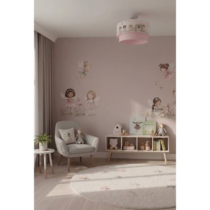 Brilagi - LED gyermek felületre szerelt plafonlámpa BOBO 1xE27/60W/230V átm. 40 cm rózsaszín/tündérek