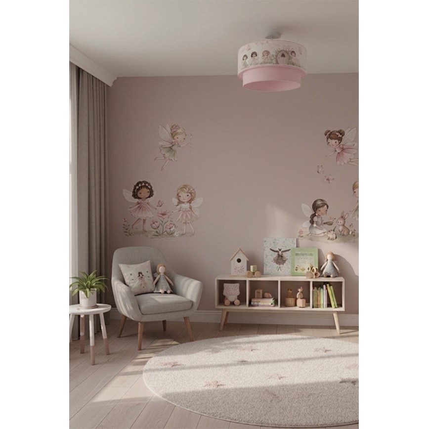 Brilagi - LED gyermek felületre szerelt plafonlámpa BOBO 1xE27/60W/230V átm. 40 cm rózsaszín/tündérek