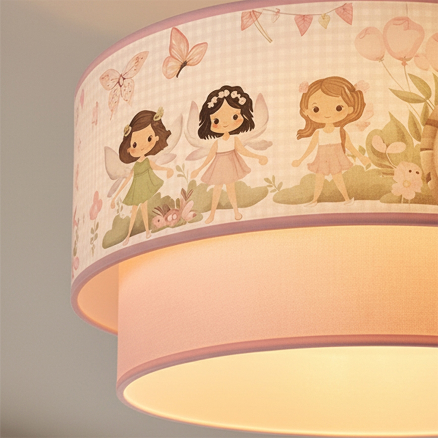 Brilagi - LED gyermek felületre szerelt plafonlámpa BOBO 1xE27/60W/230V átm. 40 cm rózsaszín/tündérek