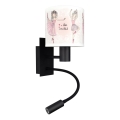 Brilagi - LED gyermek hajlítható fali lámpa BOBO 1xE27/25W/230V + LED/3W fekete/fehér/rózsaszín/balerina mintás