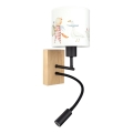 Brilagi - LED gyermek rugalmas fali lámpa BOBO WOOD 1xE27/25W/230V + LED/3W tölgy/fekete/fehér/állatmintás
