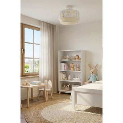 Brilagi - LED gyerek felületre szerelhető mennyezeti lámpa BOBO 1xE27/60W/230V átm. 40 cm fehér/bézs/állatkás