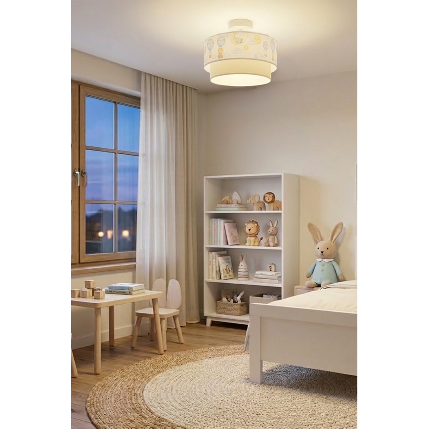 Brilagi - LED gyerek felületre szerelhető mennyezeti lámpa BOBO 1xE27/60W/230V átm. 40 cm fehér/bézs/állatkás