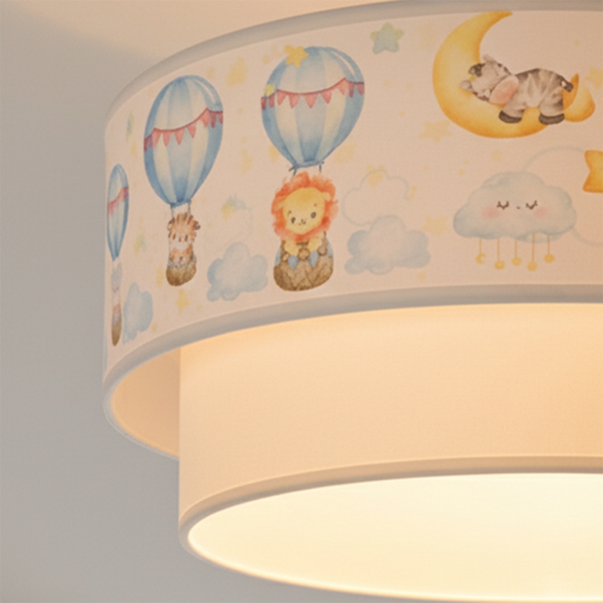 Brilagi - LED gyerek felületre szerelhető mennyezeti lámpa BOBO 1xE27/60W/230V átm. 40 cm fehér/bézs/állatkás