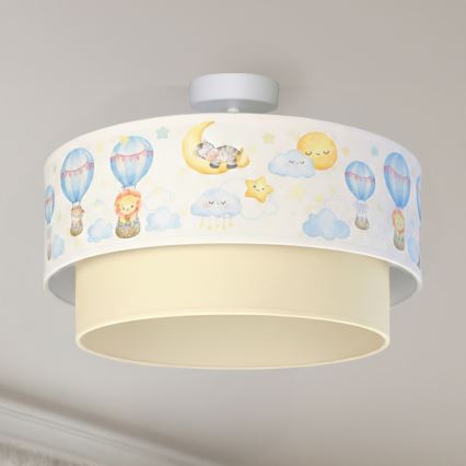 Brilagi - LED gyerek felületre szerelhető mennyezeti lámpa BOBO 1xE27/60W/230V átm. 40 cm fehér/bézs/állatkás