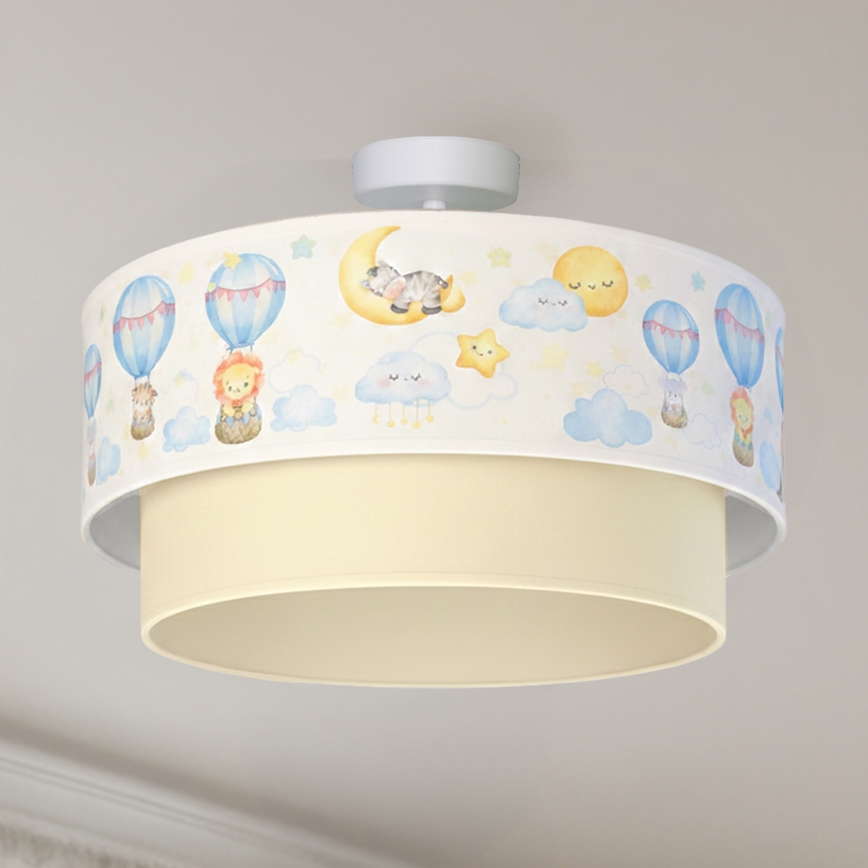 Brilagi - LED gyerek felületre szerelhető mennyezeti lámpa BOBO 1xE27/60W/230V átm. 40 cm fehér/bézs/állatkás