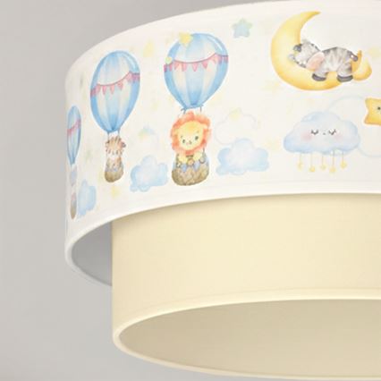 Brilagi - LED gyerek felületre szerelhető mennyezeti lámpa BOBO 1xE27/60W/230V átm. 40 cm fehér/bézs/állatkás