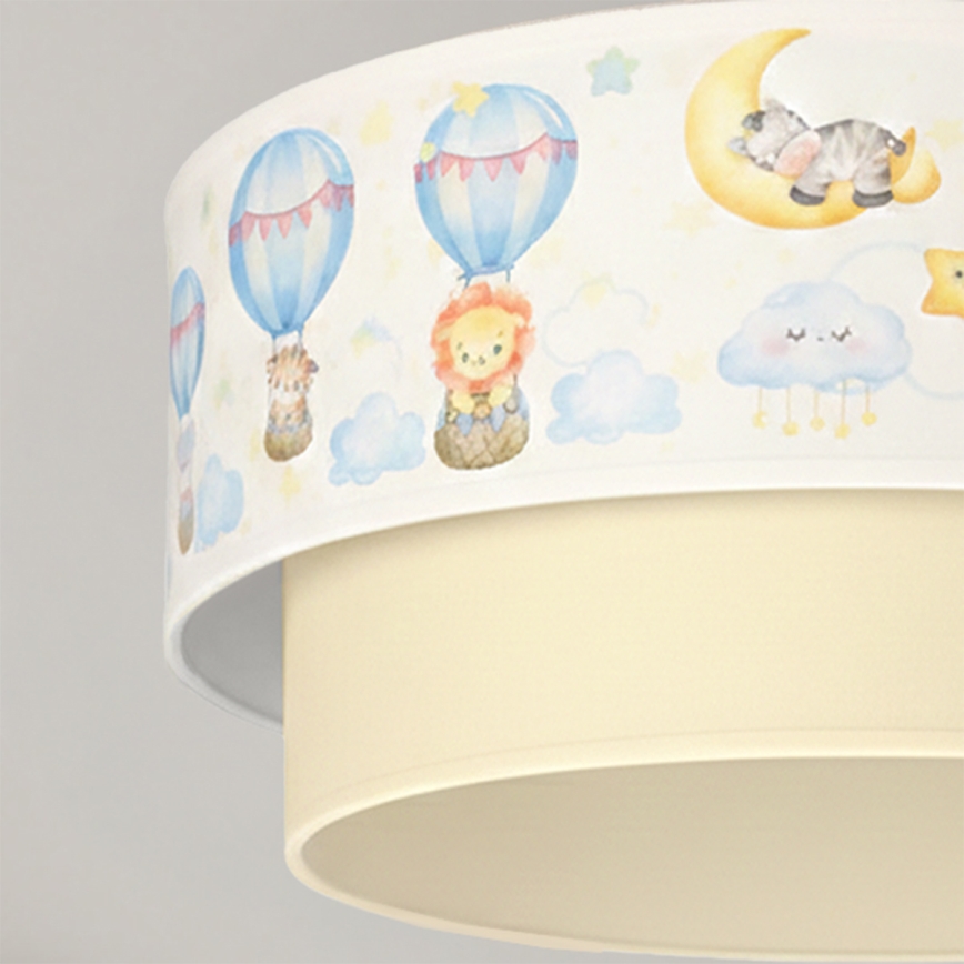 Brilagi - LED gyerek felületre szerelhető mennyezeti lámpa BOBO 1xE27/60W/230V átm. 40 cm fehér/bézs/állatkás