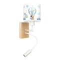 Brilagi - LED hajlítható gyermek fali lámpa BOBO WOOD 1xE27/25W/230V + LED/3W tölgy/fehér/kék/mackók