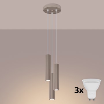 Brilagi - LED kábelcsillár CRESTO 3xGU10/10W/230V taupe