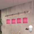 Brilagi - LED kábelen függesztett csillár NUBILA 4xE27/60W/230V szürke/rózsaszín