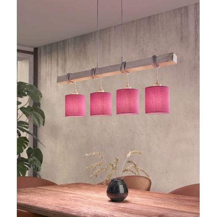 Brilagi - LED kábelen függesztett csillár NUBILA 4xE27/60W/230V szürke/rózsaszín