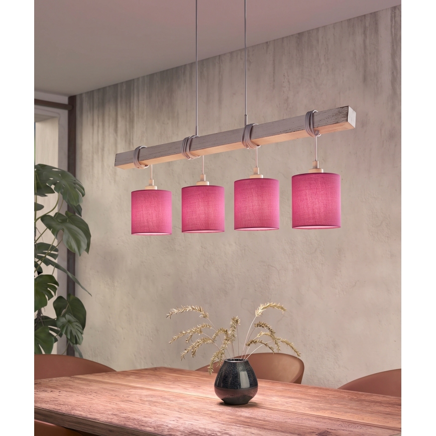 Brilagi - LED kábelen függesztett csillár NUBILA 4xE27/60W/230V szürke/rózsaszín