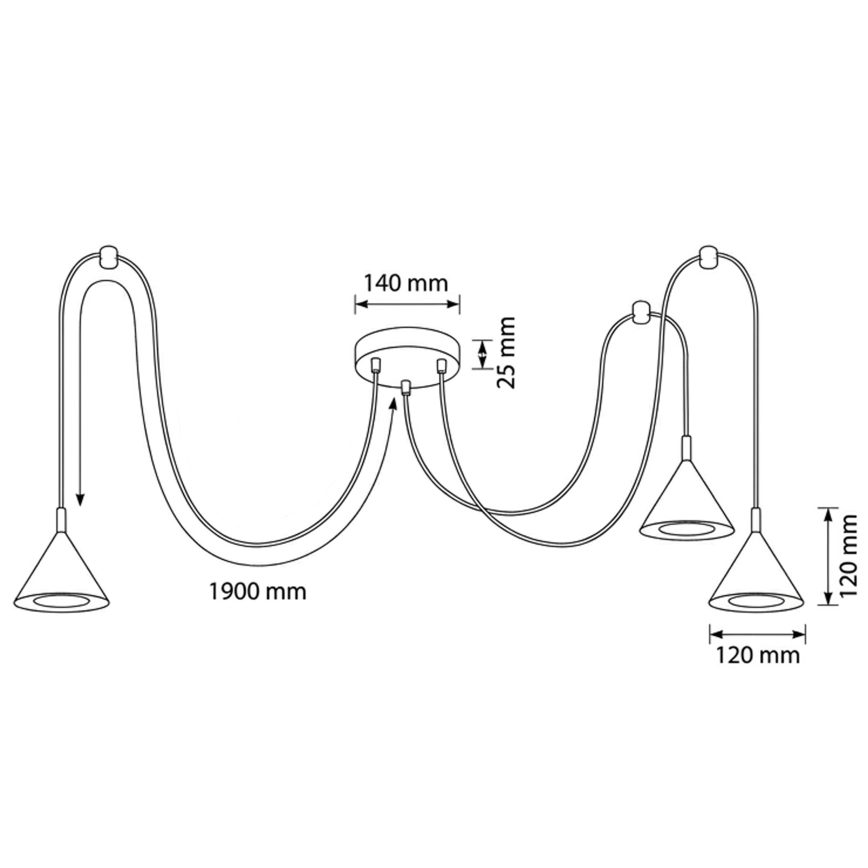 BRILAGI - LED Kábeles csillár CONE TRIPLE SPIDER 3xGX53/15W/230V fekete
